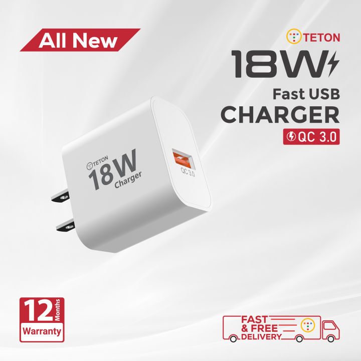 Teton 18W Fast Charger - USB Type-A Charger with USB Cable, Quick Charge Power Adapter for All Android Samsung and iphone 16/15 Mobile Devices