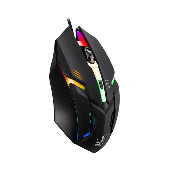 1200 DPI M6 7 Color LED Light Gaming Mouse - Black
